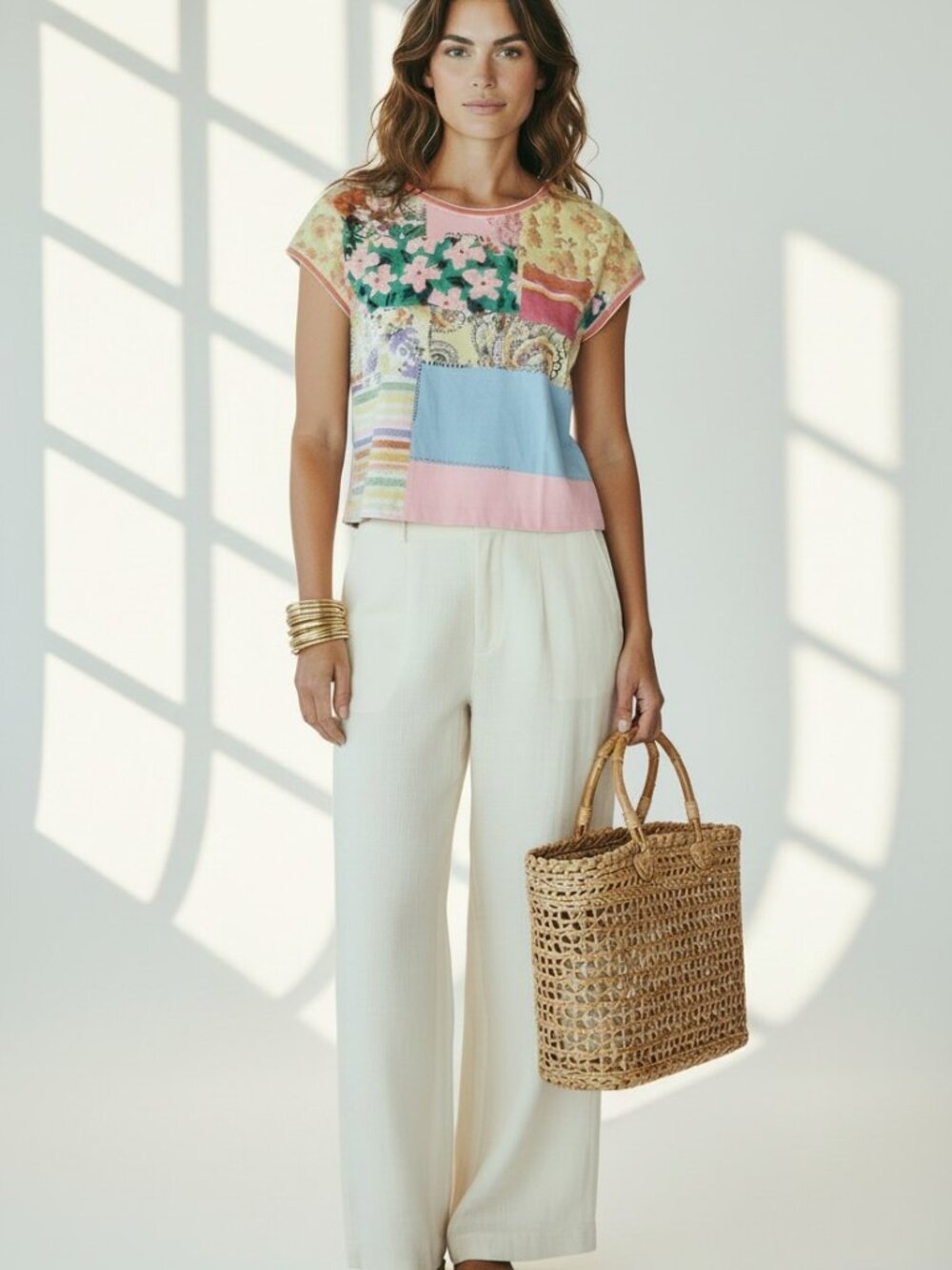 Leo & Ugo Paris Patchwork Floral Top - Size 3 / Large
